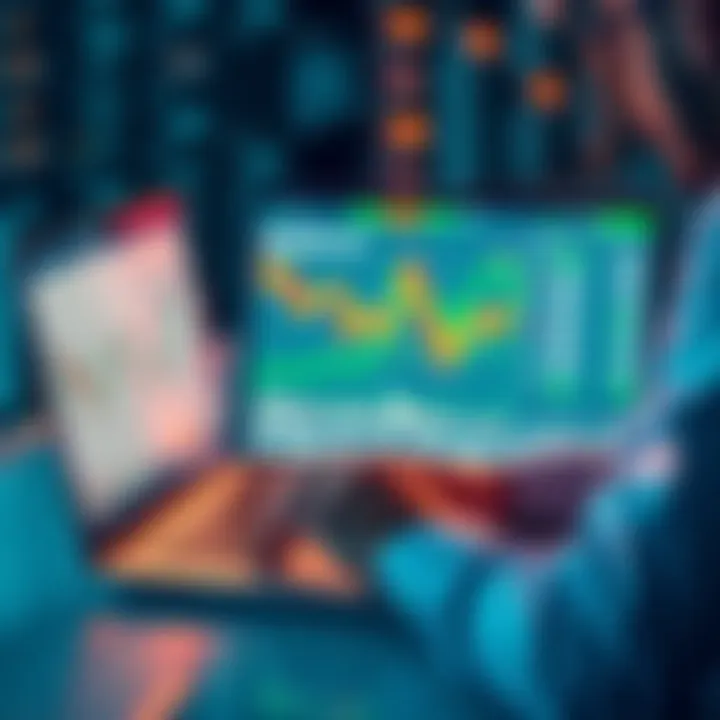 A person analyzing investment charts on a laptop, considering the timing of Dollar Cost Averaging in the market.