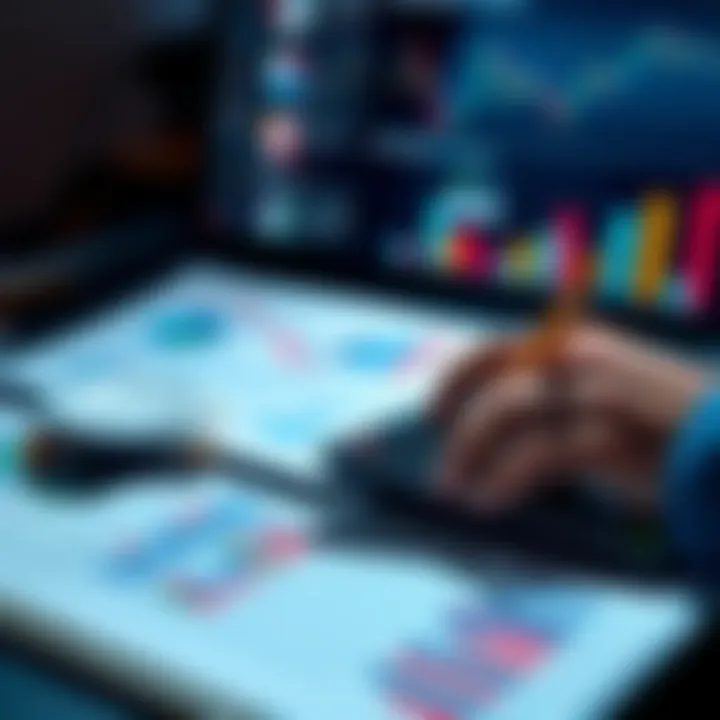 A person analyzing financial charts and graphs with a calculator and notepad to improve investment strategy.