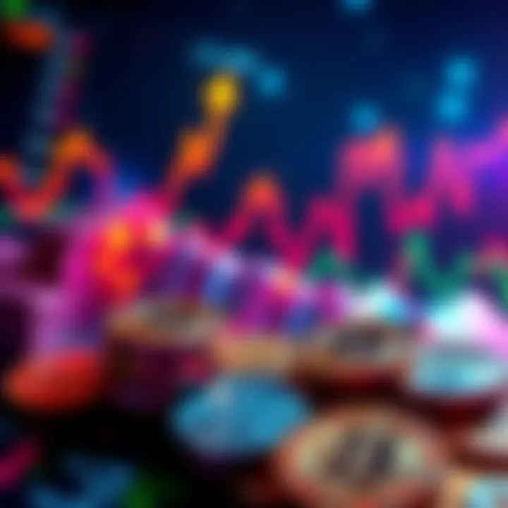 A graphic showing rising investment charts and cryptocurrencies symbolizing interest in LTC