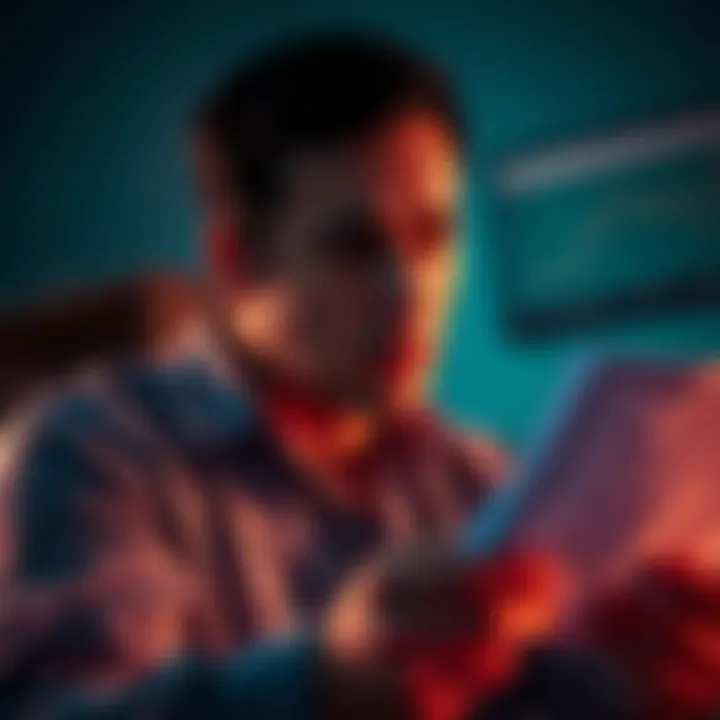 An anxious investor looking at financial documents, feeling regret over a mistaken purchase of an extra parcel.