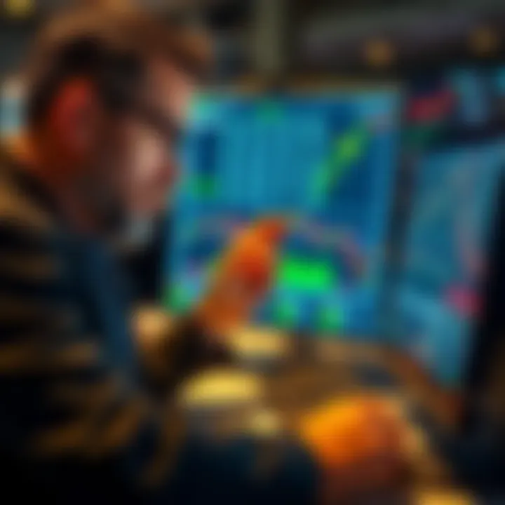 A person examining stock charts on a computer, focused on market data, ready to make investment decisions ahead of a surge.