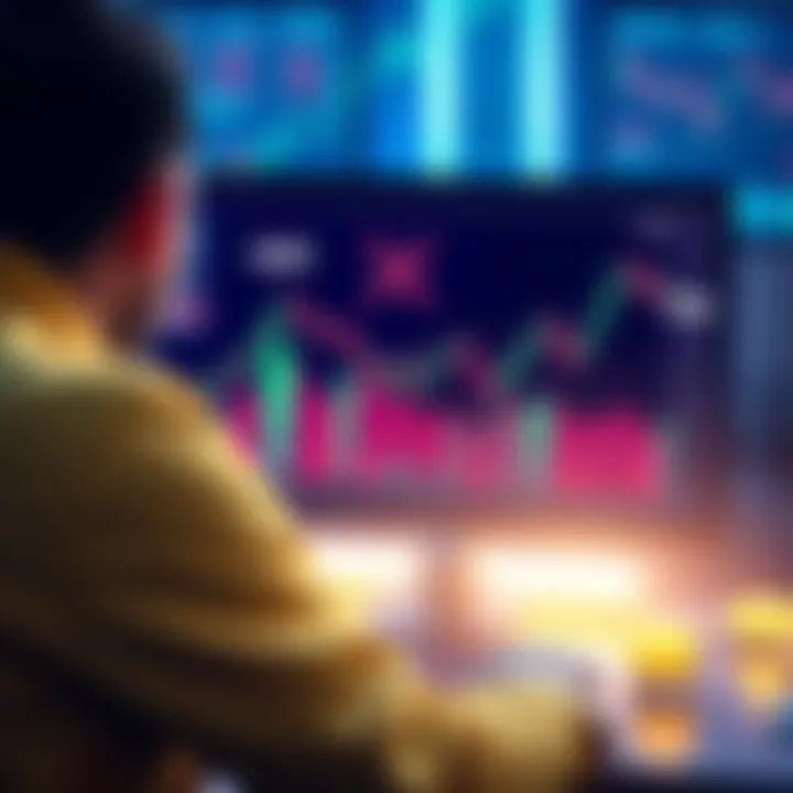 A person looking at a computer screen displaying the XRP cryptocurrency chart while making a purchase.