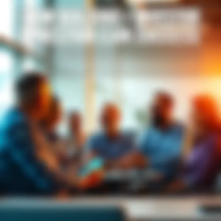 A group of diverse investors discussing strategies in a bright office setting, showing engagement and optimism.