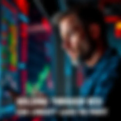 Person looking at stock charts with a thoughtful expression, reflecting on investment decisions and strategies, holding stocks in the red.