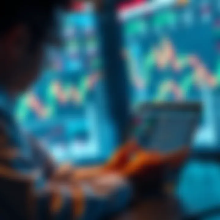 A person reviewing stock charts and market data on a laptop, considering dollar-cost averaging during market dips.