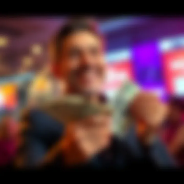 A successful investor smiling while holding cash, signifying profit from BONK votes purchase