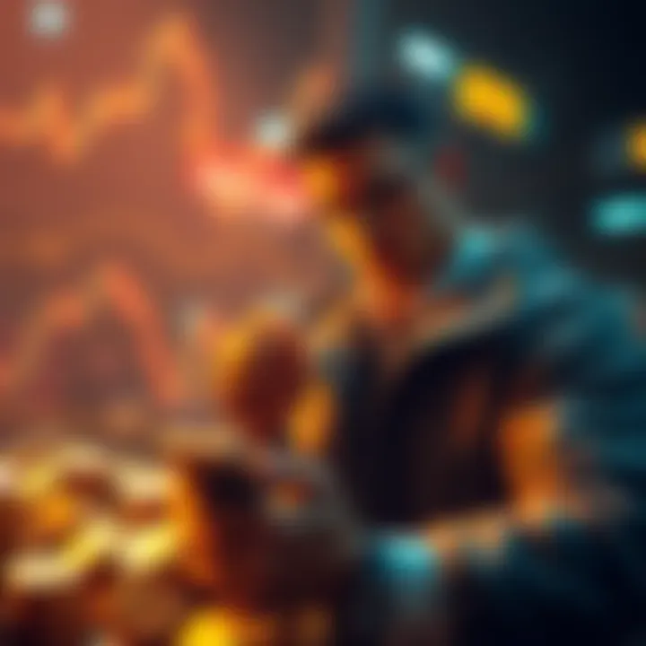 An investor selling 750 coins at a price of 1.90, looking to buy back at a lower price. Market trends are uncertain as others discuss their strategies.