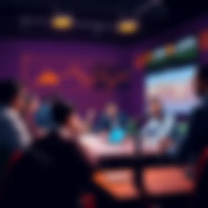 A group of people gathered around a table, discussing the potential of LINK token investments amid a market downturn, with charts and graphs showing recent trends, highlighting the theme of value capt...