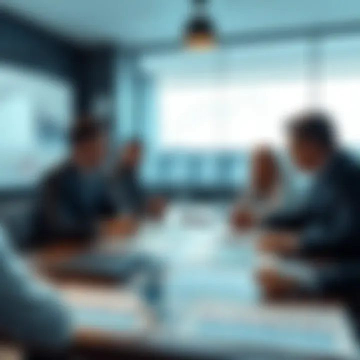 Investors Analyzing Cost Basis A group of investors discussing cost basis strategies at a table with financial charts and graphs