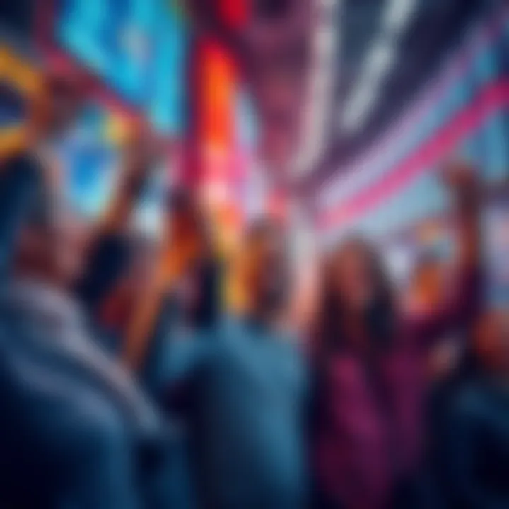 Group of investors excitedly purchasing stocks at a market dip, showing enthusiasm for future profits.