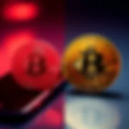 A side-by-side view of an iPhone and a Bitcoin symbol, representing innovation in tech and finance.