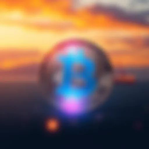 A visual representation of Bitcoin symbol with the Strait of Hormuz in the background, highlighting Iran's new payment method for transit