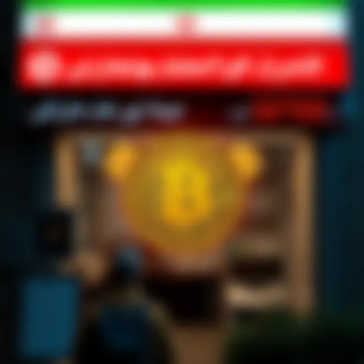 An Iranian exchange office displaying Bitcoin symbols and currency exchange rates, highlighting the connection to large Bitcoin transactions.