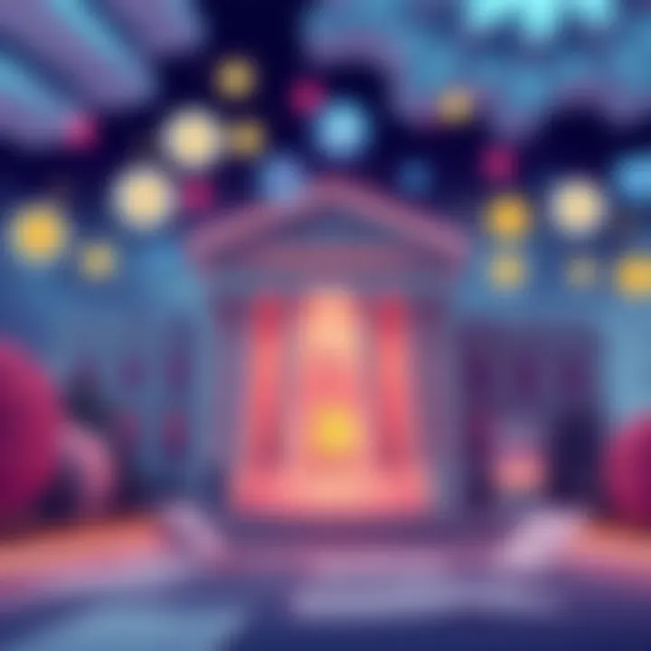 Illustration showing IRS building with cryptocurrency symbols and tax forms, highlighting updates to transaction fee rules.