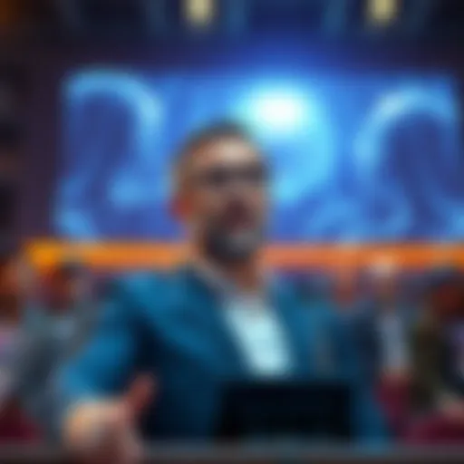 Jack Dorsey announcing Block's support for stablecoins at a press event