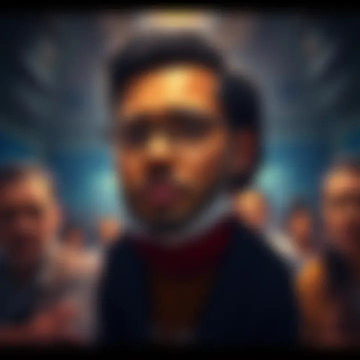 A person looking contemplative and thoughtful, symbolizing Jakal's decision to withdraw from activities, surrounded by community discussion.