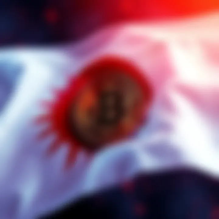 A visual representation of Japan's flag with a crypto coin symbol, highlighting the new flat tax rate of 20% for cryptocurrency investors