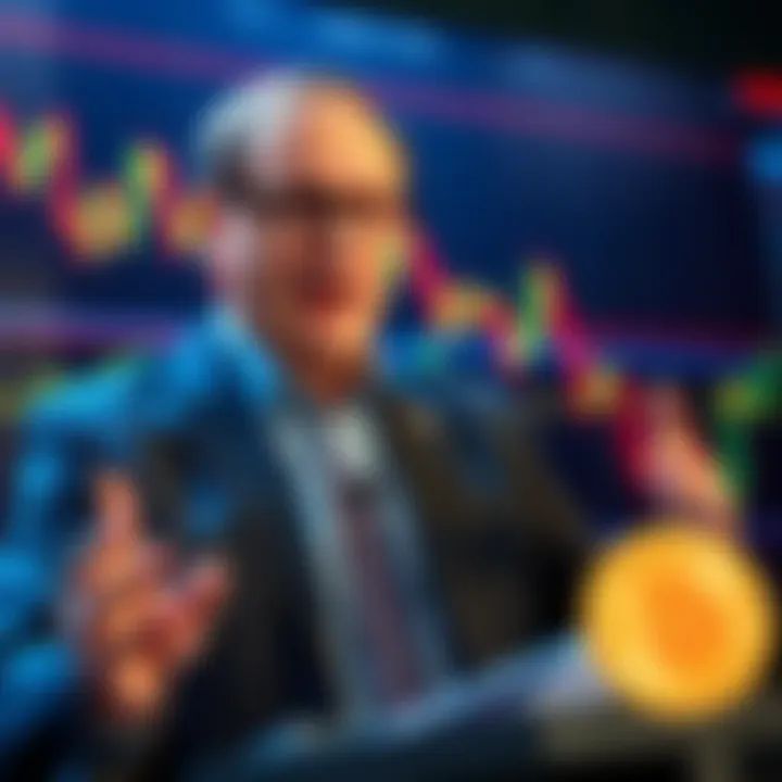 Jim Cramer Predicts Bitcoin Bottom Jim Cramer speaking about his latest Bitcoin market prediction with a graph showing Bitcoin's price dip in the background