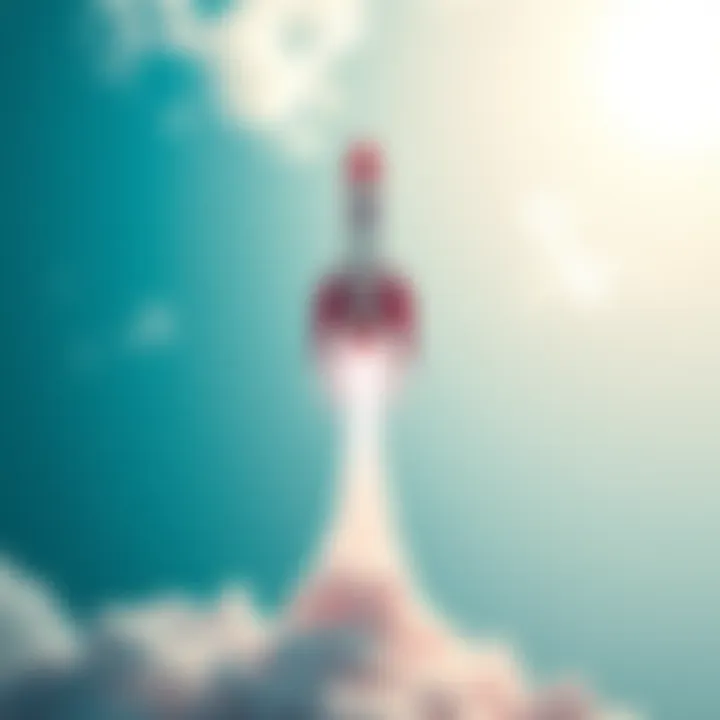 A colorful rocket launching into a bright sky, symbolizing technological advancement and future possibilities.