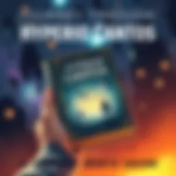 A person holding a book with a sci-fi theme illustration on the cover, surrounded by stars and galaxies, symbolizing the adventure in Hyperion Cantos