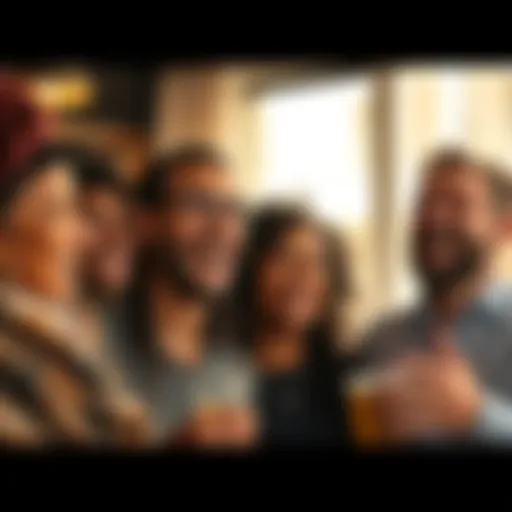 A group of diverse people laughing and enjoying each other's company, showcasing the power of humor in building connections.