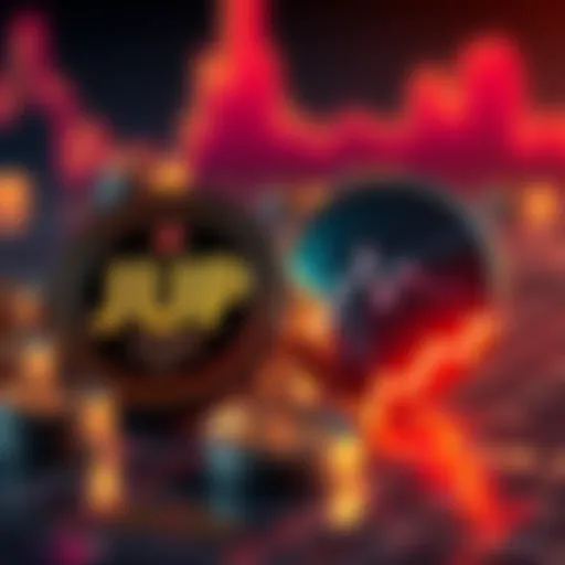 Visual representation of JUP and HYPE tokens with a chart showing market potential and growth comparison