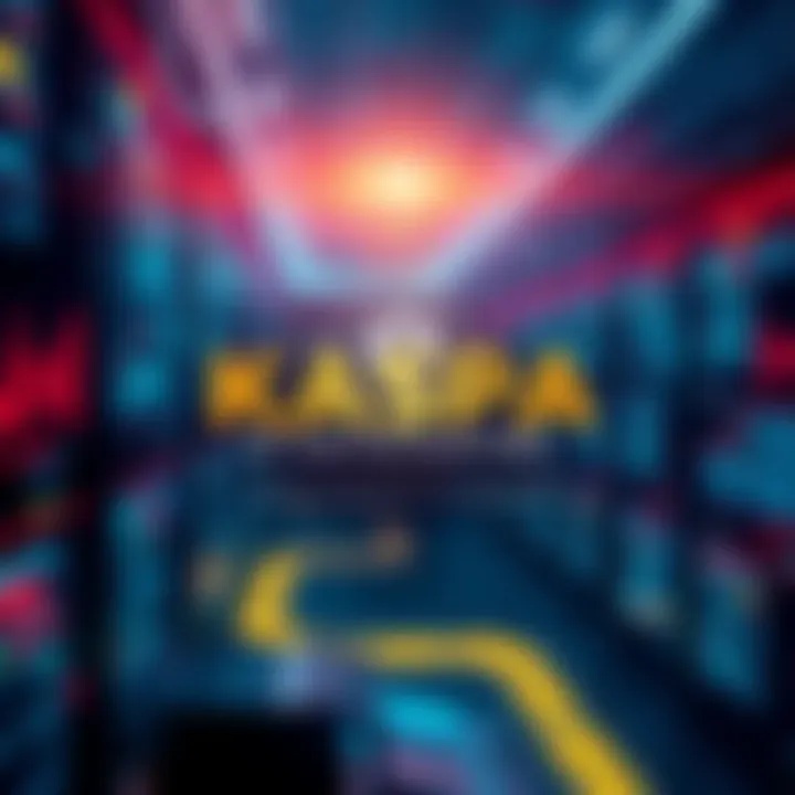Visual representation of Kaspa as a decentralized AI datacenter with digital connections and data streams.