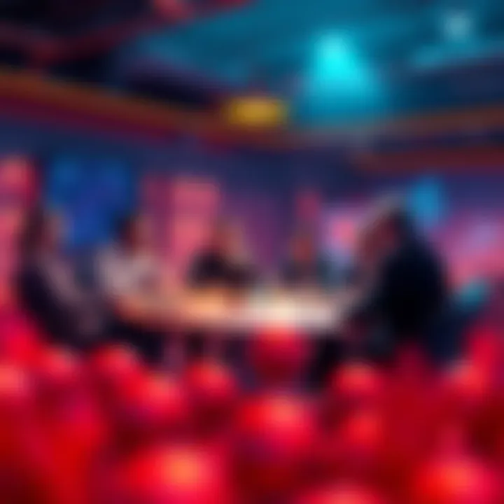 A group of people discussing solutions to the declining Kaspa hash rate at a round table