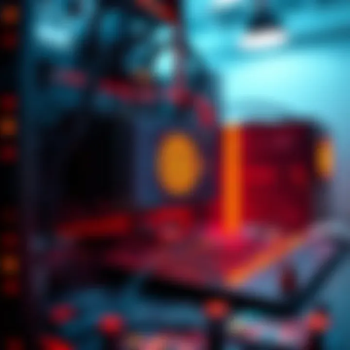 A mining rig with multiple GPUs operating to mine Kaspa coins, showing mining software on a screen.