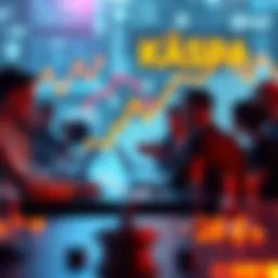 People discussing Kaspa's growth on a digital platform with crypto graphics in the background