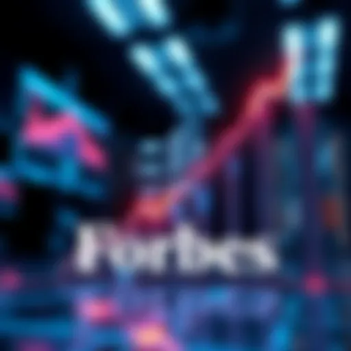 A graphic representation showing the Kaspa cryptocurrency logo with upward trending graphs, symbolizing its growing interest following the Forbes article.