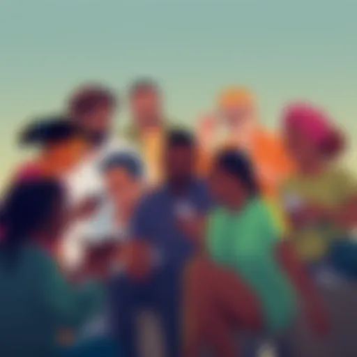 An illustration showing diverse people engaging in community activities, reflecting the Kendu Attitude with a focus on collaboration and personal growth.
