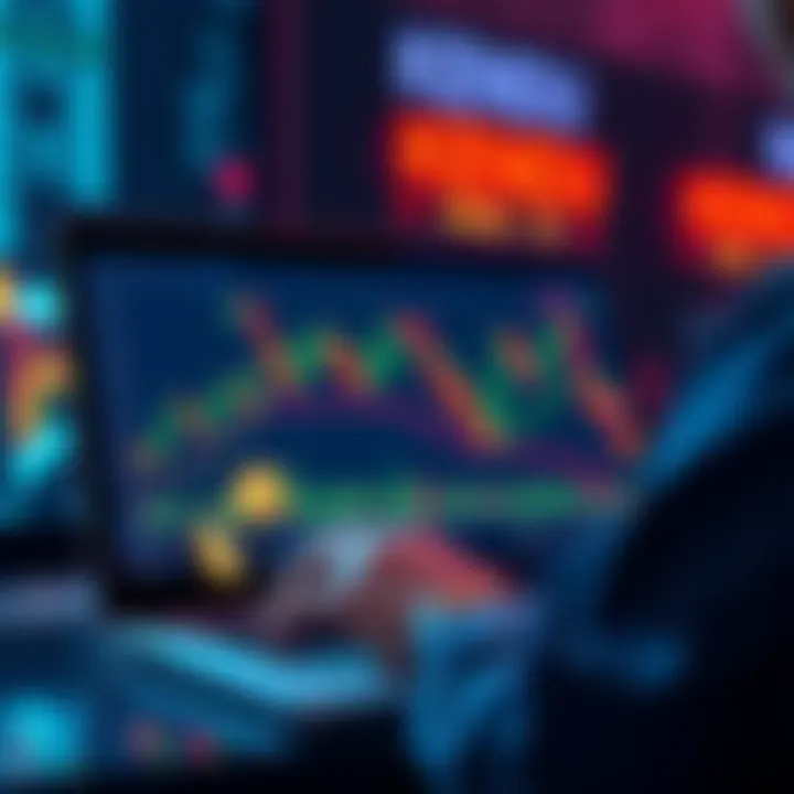 A person analyzing crypto charts on a laptop with Kendu coins displayed, suggesting a market opportunity