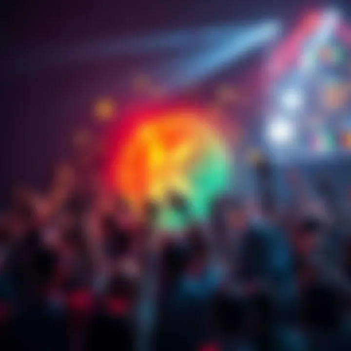 Graphic showing KENDU's logo with community members celebrating and cryptocurrency symbols around it