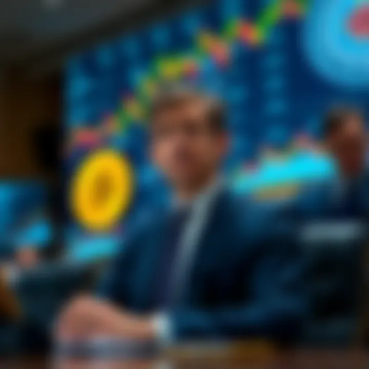 Kevin Warsh, the new Fed Chair, discussing Bitcoin at his first FOMC meeting with financial charts in the background