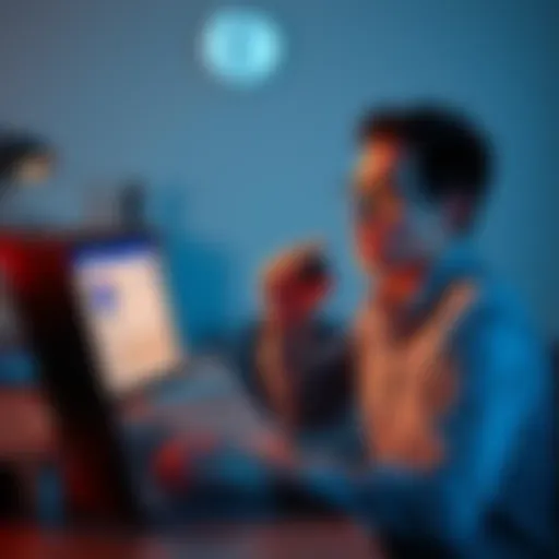 A person sitting at a desk looking confused, comparing Koinly and Coinbase reports on a laptop, showing different crypto loss figures.