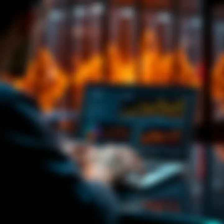 A person checking Koinly on a laptop, reviewing Ethereum transaction data with graphs and charts on the screen.