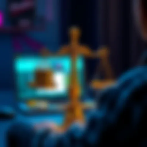 A person weighing pros and cons on a scale while looking at a laptop showing Kraken's website and a $200 deposit option