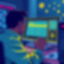 Illustration of a person looking at a computer screen displaying cryptocurrency tax forms with a focus on small amounts.