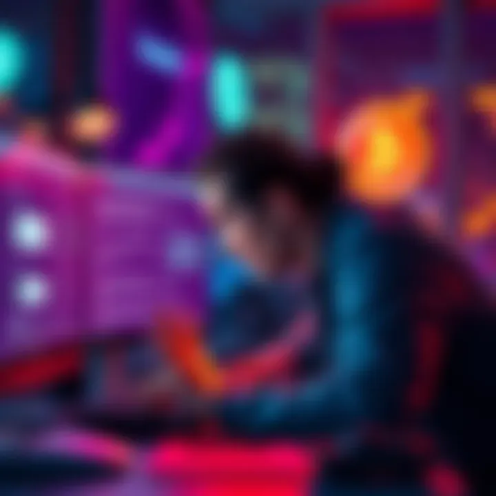 A frustrated user looking at a computer screen showing error messages on KuCoin while trying to claim cryptocurrency assets.