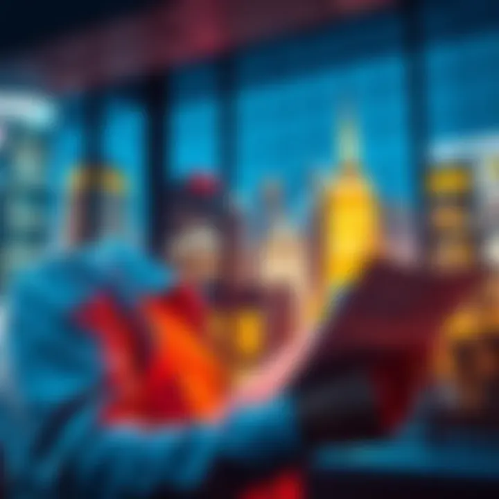 A person reviewing property listings and financial reports focused on landmark investments