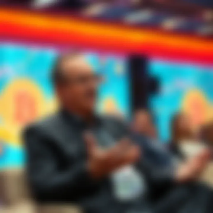 Larry Fink speaking about Bitcoin's impact on finance in a conference setting