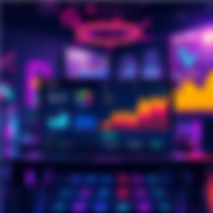 A visual representation of a user-friendly platform for creating custom rewards tokens on Solana, with colorful charts and real-time data displayed.