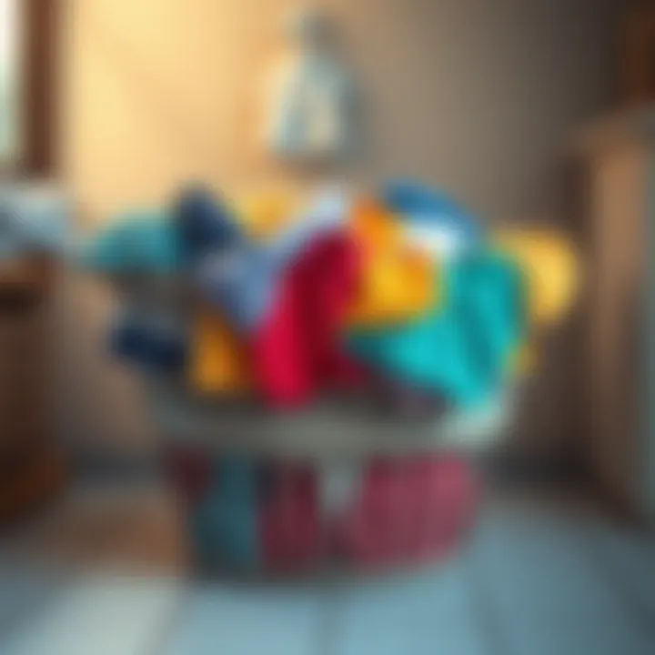 A laundry basket filled with colorful clothes, representing everyday chores and the challenge of managing them, particularly for those coping with mental health issues.