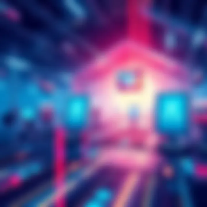 Illustration showing a digital gaming landscape with fast transaction streams representing Layer 2 technology.