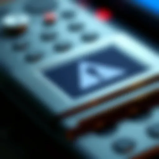 A close-up of a Ledger hardware wallet with a warning sign, indicating a security vulnerability threat to people's assets.