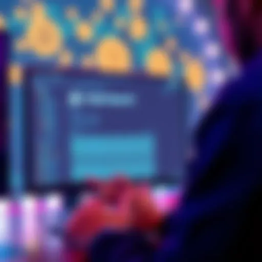 A person carefully reviewing Ledger wallet permissions on a computer screen, with cryptocurrency symbols in the background.