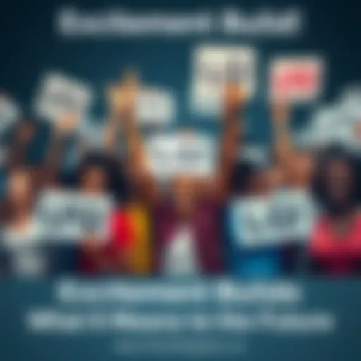 A group of diverse people celebrating and cheering with excitement, holding up signs that say LFG!