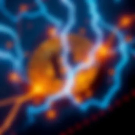 Concept image showing a digital network with lightning bolts connecting to a Bitcoin symbol, highlighting the relationship between the Lightning Network and Bitcoin's security model.