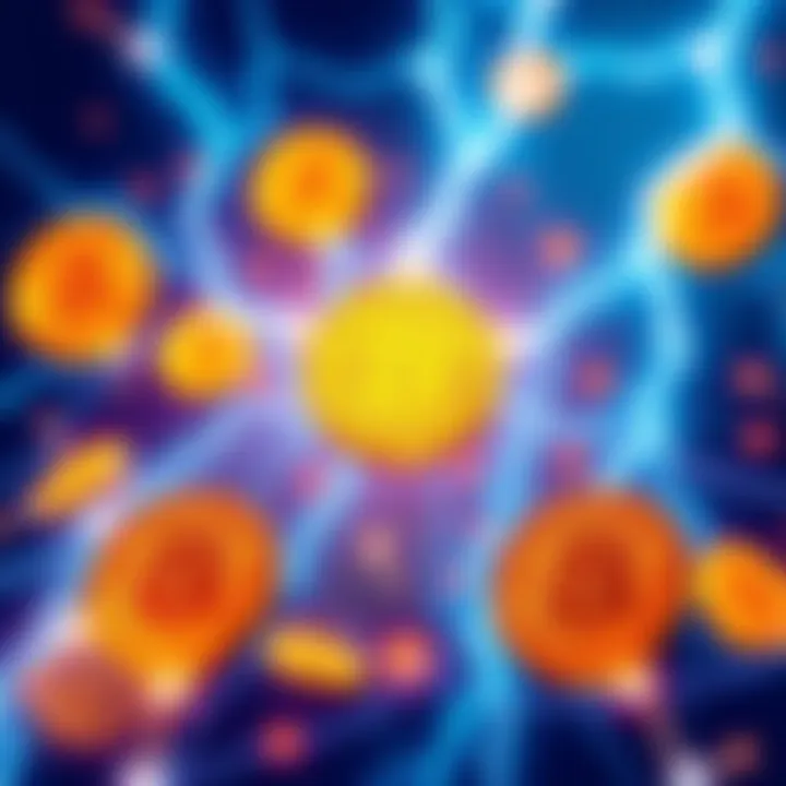 Lightning Network Concept A visual representation of the Lightning Network with Bitcoin symbols and lightning bolts, showcasing fast payments and app connections.